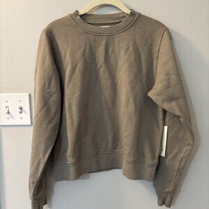 NWT MATE the Label Organic Fleece Shrunken Crew Neck Sweatshirt PBL Taupe Brown